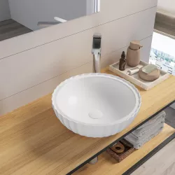 Lavabo d'appoggio 40x13 cm in ceramica bianco opaco - Blik