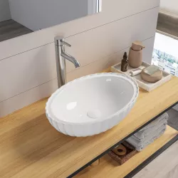 Lavabo d'appoggio 47,5 x 32 cm in ceramica bianco lucido - Blik