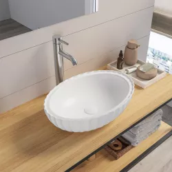 Lavabo d'appoggio 47,5 x 32 cm in ceramica bianco opaco - Blik