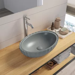 Lavabo d'appoggio 47,5 x 32 cm in ceramica grigio opaco - Blik