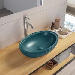 Lavabo d'appoggio 47,5 x 32 cm in ceramica verde opaco - Blik