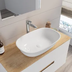 Lavabo d'appoggio 60 x 40 cm in ceramica bianco - Cloe