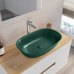 Lavabo d'appoggio 60 x 40 cm in ceramica verde opaco - Cloe