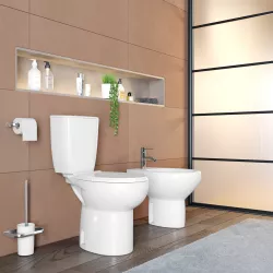 Sanitari monoblocco con scarico a terra e sedile softclose bianco - Casper