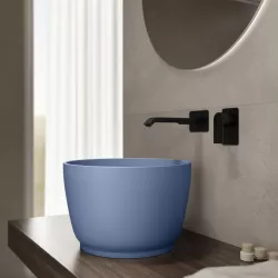 Lavabo d'appoggio 38x24,5 h cm azzurro polvere opaco - Capital