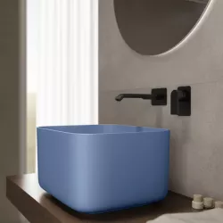 Lavabo d'appoggio 46,5x25 h cm azzurro polvere opaco - Capital