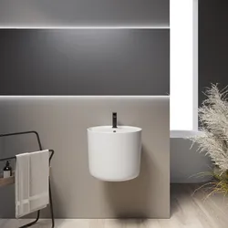 Lavabo mezzo freestanding 45x38 cm con troppo pieno bianco lucido - Guinea