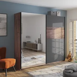 Armadio 250x223h cm con due ante scorrevoli noce brera e grigio titano lucido con specchio - Alen