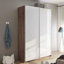 Armadio 150x223h noce brera con due ante scorrevoli bianco lucido - Alen