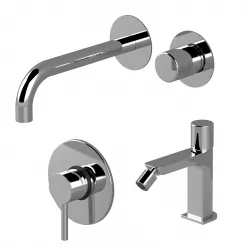 Set miscelatore incasso lavabo e bidet senza scarico con incasso doccia cromato - Surf