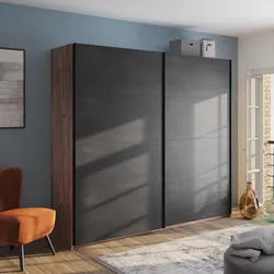 Armadio 250x223h noce brera con due ante scorrevoli grigio tadao - Alen