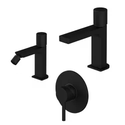 Set miscelatore lavabo e bidet senza scarico con incasso doccia nero opaco - Surf