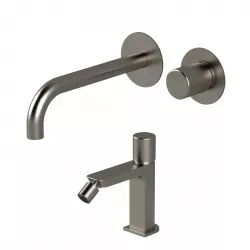 Set miscelatore incasso lavabo e bidet senza scarico nikel spazzolato - Surf