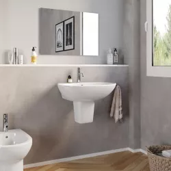 Lavabo con semicolonna 61 cm in ceramica bianco - Misk