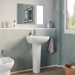 Lavabo con colonna 56 cm in ceramica bianco - Misk