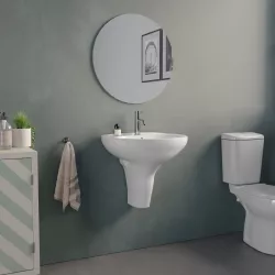 Lavabo con semicolonna 55 cm in ceramica bianco - Casper