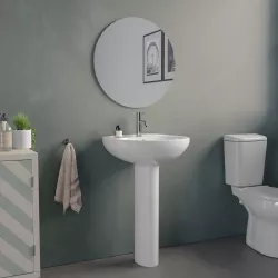 Lavabo con colonna 55 cm in ceramica bianco - Casper