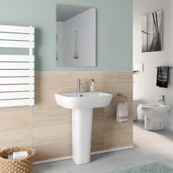 Lavabo con colonna 45 cm in ceramica bianco - Concord