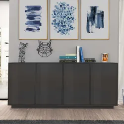 Madia 180x86h cm con 4 ante in legno antracite lucido - Blaze