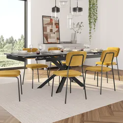 Tavolo allungabile 160-240x76 cm con piano in ceramica nero marquina e gambe nere - Davivo