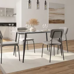 Tavolo 140x80 cm con piano in ceramica bianco e gambe nere - Meeko