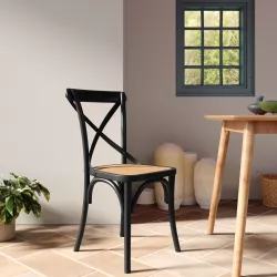 Sedia in legno di olmo nero con seduta in rattan - Giulietta