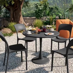 Tavolo da giardino rotondo 90 cm in metallo nero - Tulipano