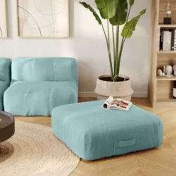 Maxi pouf in tessuto olefin verde acqua - Baku