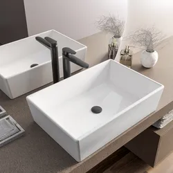 Lavabo d'appoggio 60x40 cm in ceramica bianco - Cloe