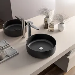 Lavabo d'appoggio 40x13 cm in ceramica nero opaco - Cloe