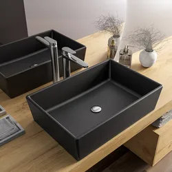 Lavabo d'appoggio 60x40 cm in ceramica nero opaco - Cloe