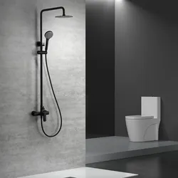 Colonna doccia telescopica 132 h cm in acciaio inox nero opaco - Perm