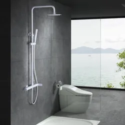 Colonna doccia telescopica 125 h cm in acciaio inox bianco opaco - Thai