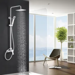 Colonna doccia 130 h cm in acciaio inox bianco opaco - Forg