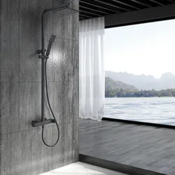 Colonna doccia 140 h cm in acciaio inox nero opaco - Suva