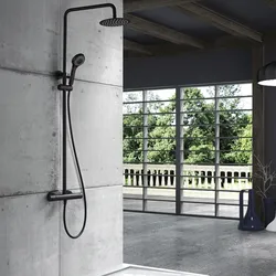 Colonna doccia termostatica 130 h cm in acciaio inox nero opaco - Rye
