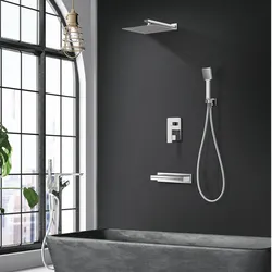 Set incasso doccia con soffione a parete con erogazione a cascata e doccino cromo - Castom