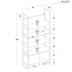 Struttura Urban + 2 supporti mensole metallo opaco lungh. 104 x