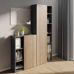 Set 2 librerie 160x218h cm grigio tadao con ante rovere artisan - Wells