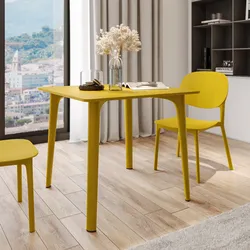 Tavolo 80x80 cm in polipropilene senape - Qalis