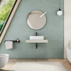 Mensolone bagno 10 h sospeso 90 cm in legno rovere bianco - Plain