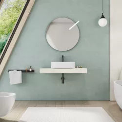 Mensolone bagno 10 h sospeso 110 cm in legno rovere bianco - Plain