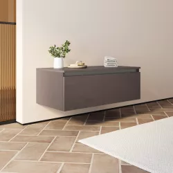 Cassettone bagno sospeso 80 cm in legno bronzo - Plain