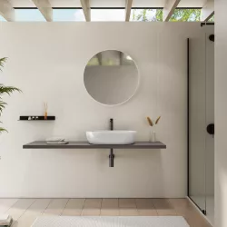 Mensolone bagno 3,8 h sospeso 170 cm in legno grigio ombra - Plain