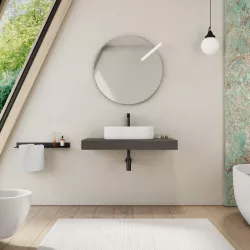 Mensolone bagno 10 h sospeso 100 cm in legno grigio ombra - Plain