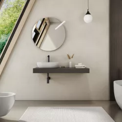 Mensolone bagno 10 h sospeso 130 cm in legno grigio ombra - Plain