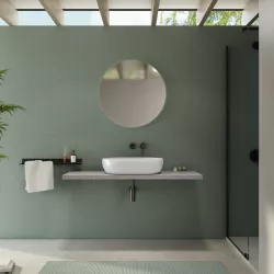 Mensolone bagno 3,8 h sospeso 120 cm in legno grigio pietra opaco - Plain