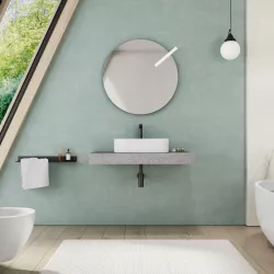 Mensolone bagno 10 h sospeso 110 cm in legno grigio pietra opaco - Plain