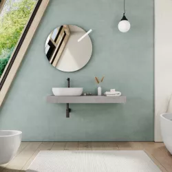 Mensolone bagno 10 h sospeso 120 cm in legno grigio pietra opaco - Plain