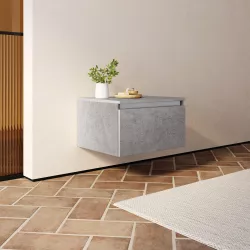 Cassettone bagno sospeso 50 cm in legno grigio pietra opaco - Plain